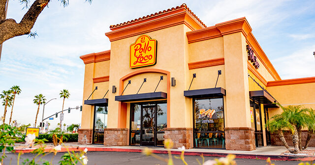 front of El Pollo loco restaurant