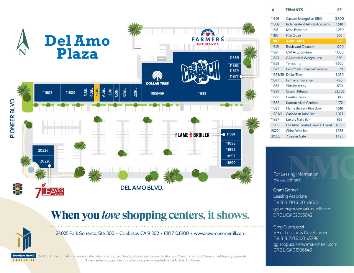 Del Amo site plan showing location of tenants.