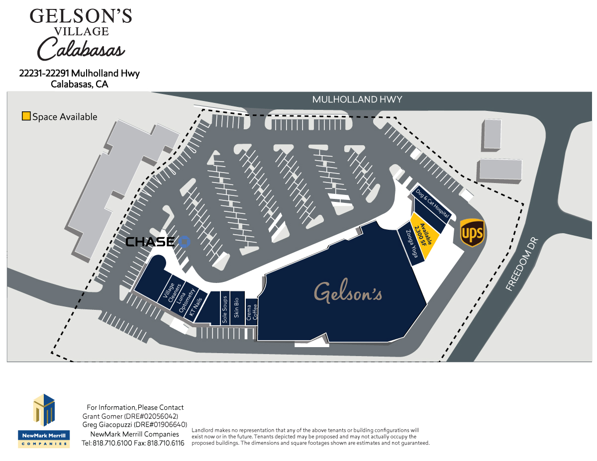 Gelson's Village Calabasas site plan showing location of tenants